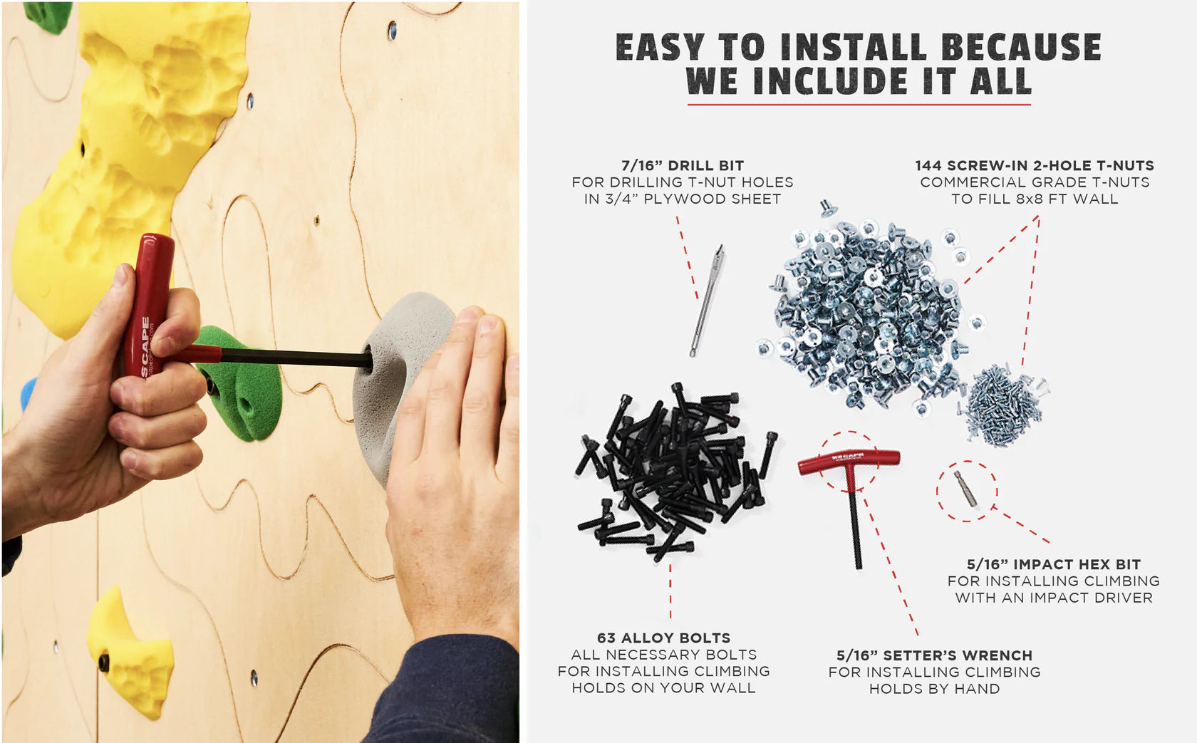 Prise d'escalade 8 x 8 Home Wall Starter Pack - Escape