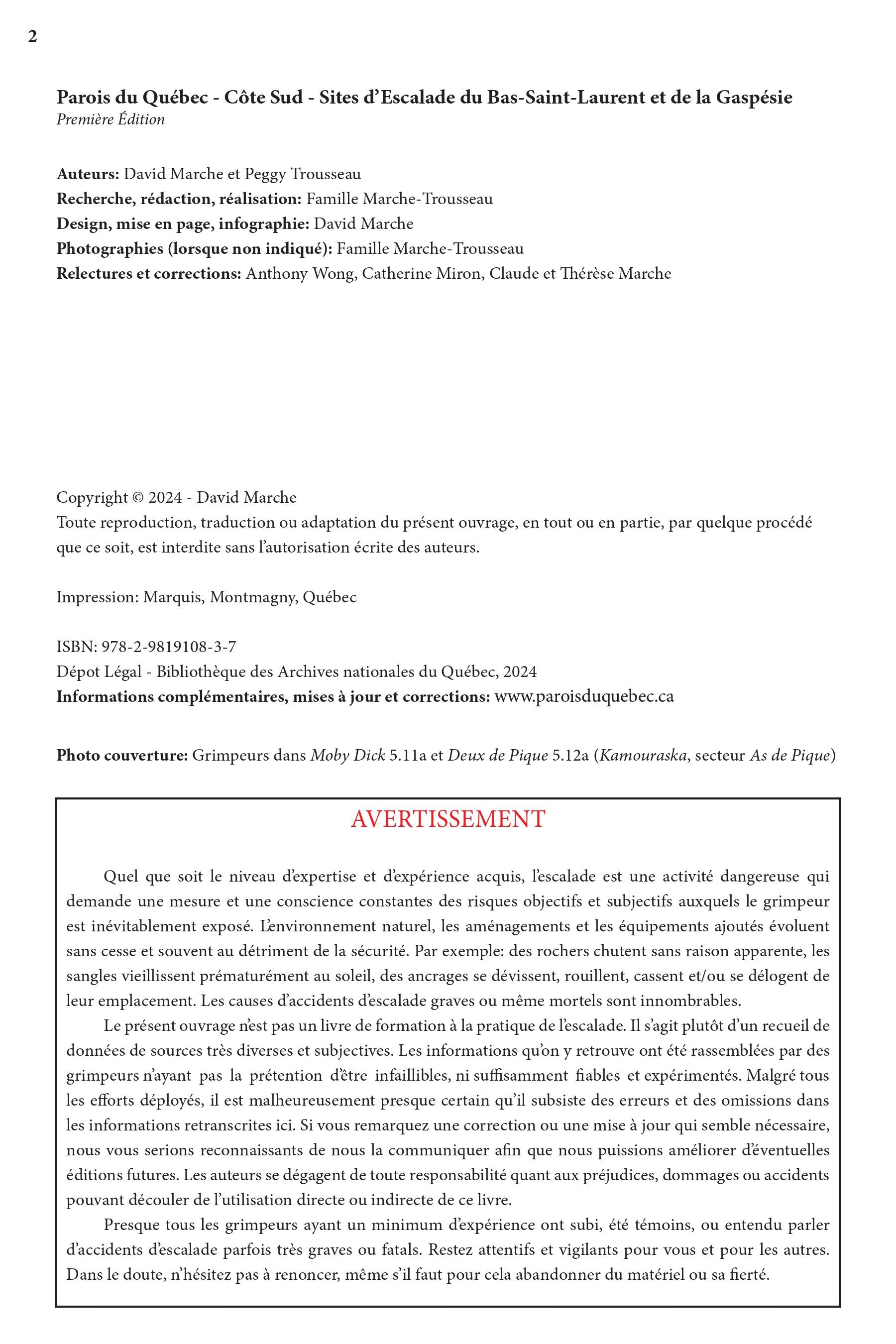 Climbing Guide Walls of Quebec - Bas-Saint-Laurent and Gaspésie 