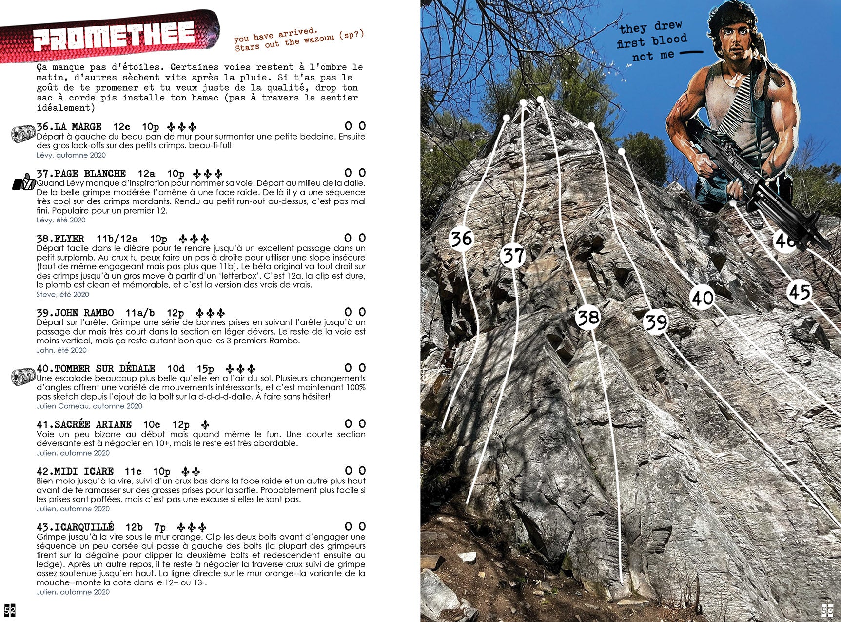 Climbing Guide Topo of Lanau - Steve Bourdeau 